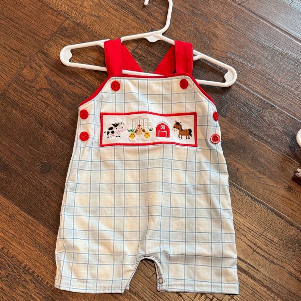 Red and White Checkered Kids Overalls